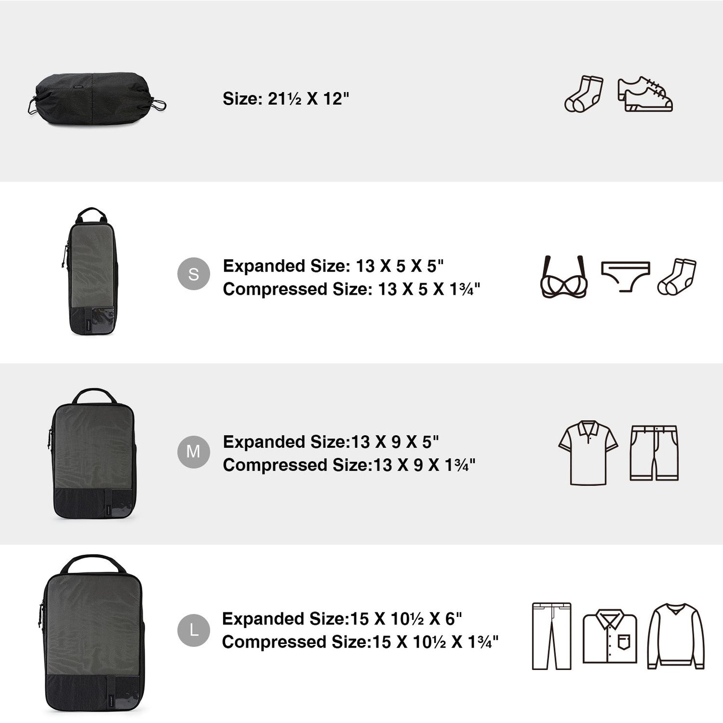 Compression Packing Cubes Suitcase Organiser Travel