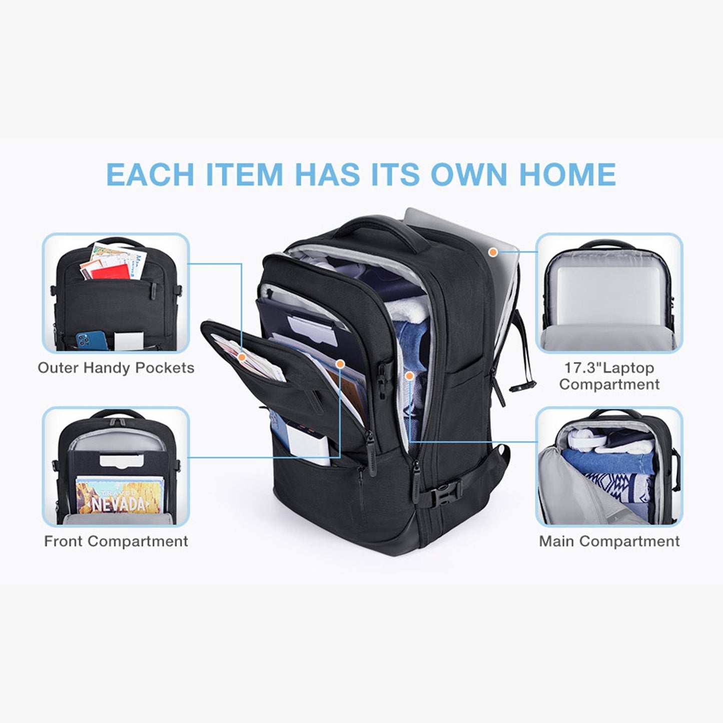 Expandable Airline Approved Carry On 40L Travel Backpack