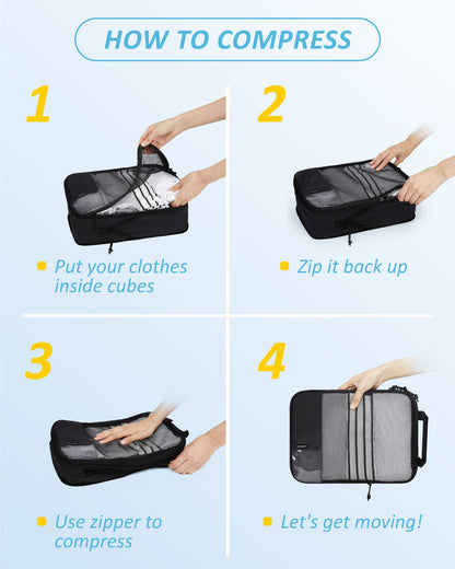 Compression Packing Cubes Suitcase Organiser Travel