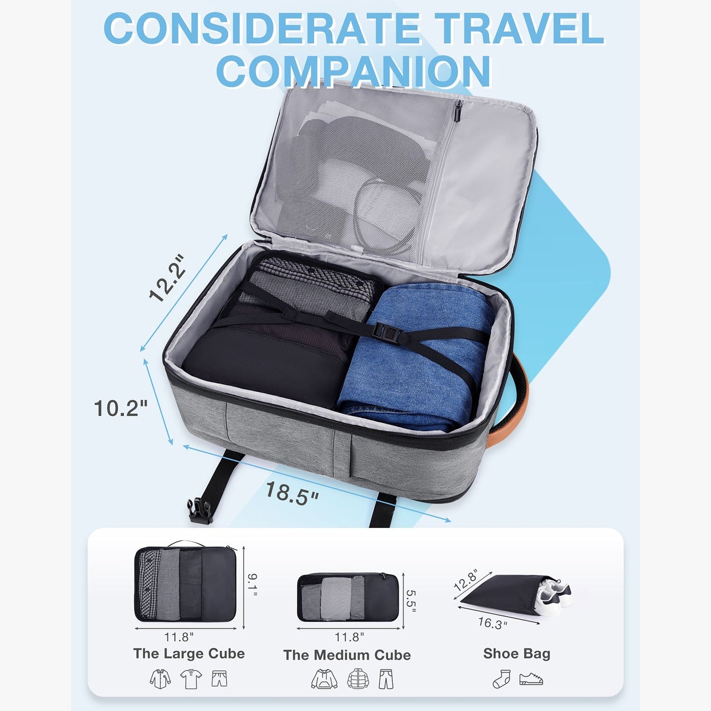 Expandable Airline Approved Carry On 40L Travel Backpack