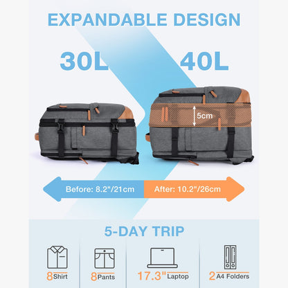 Expandable Airline Approved Carry On 40L Travel Backpack