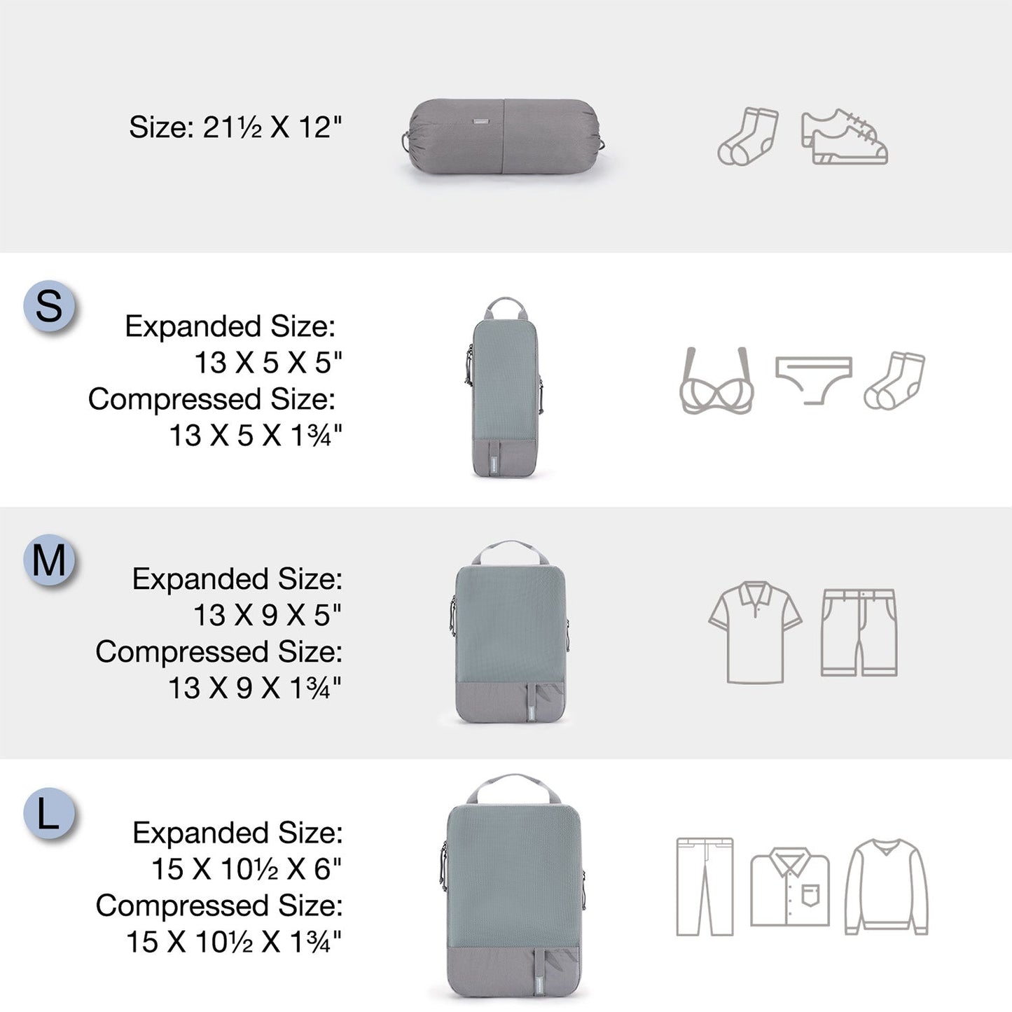 Compression Packing Cubes Suitcase Organiser Travel