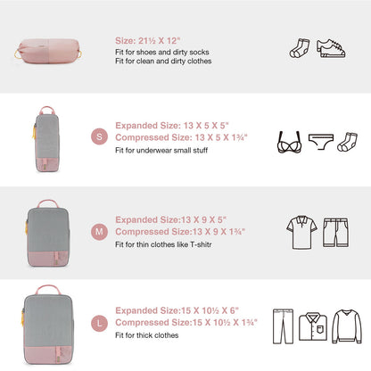 Compression Packing Cubes Suitcase Organiser Travel