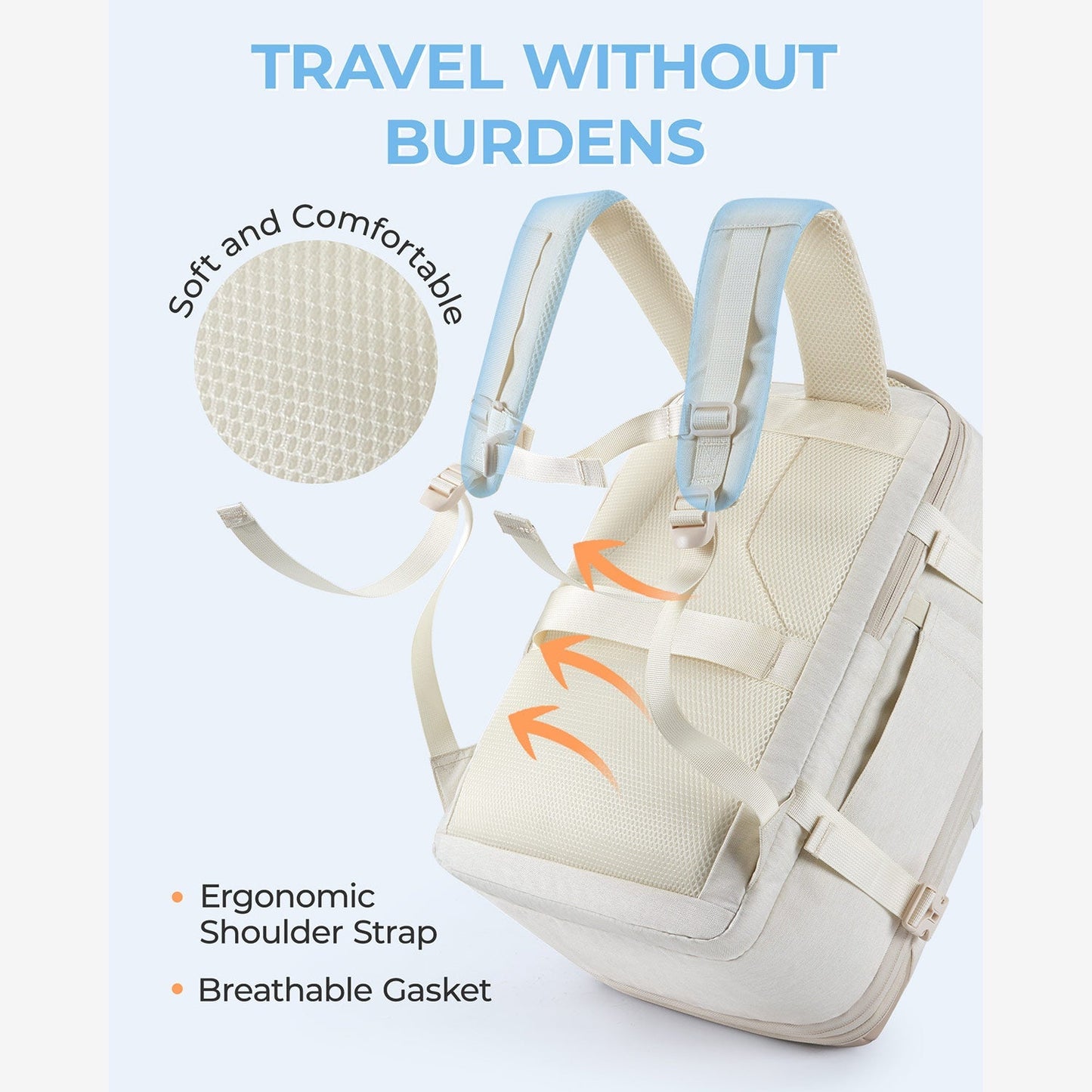 Expandable Airline Approved Carry On 40L Travel Backpack