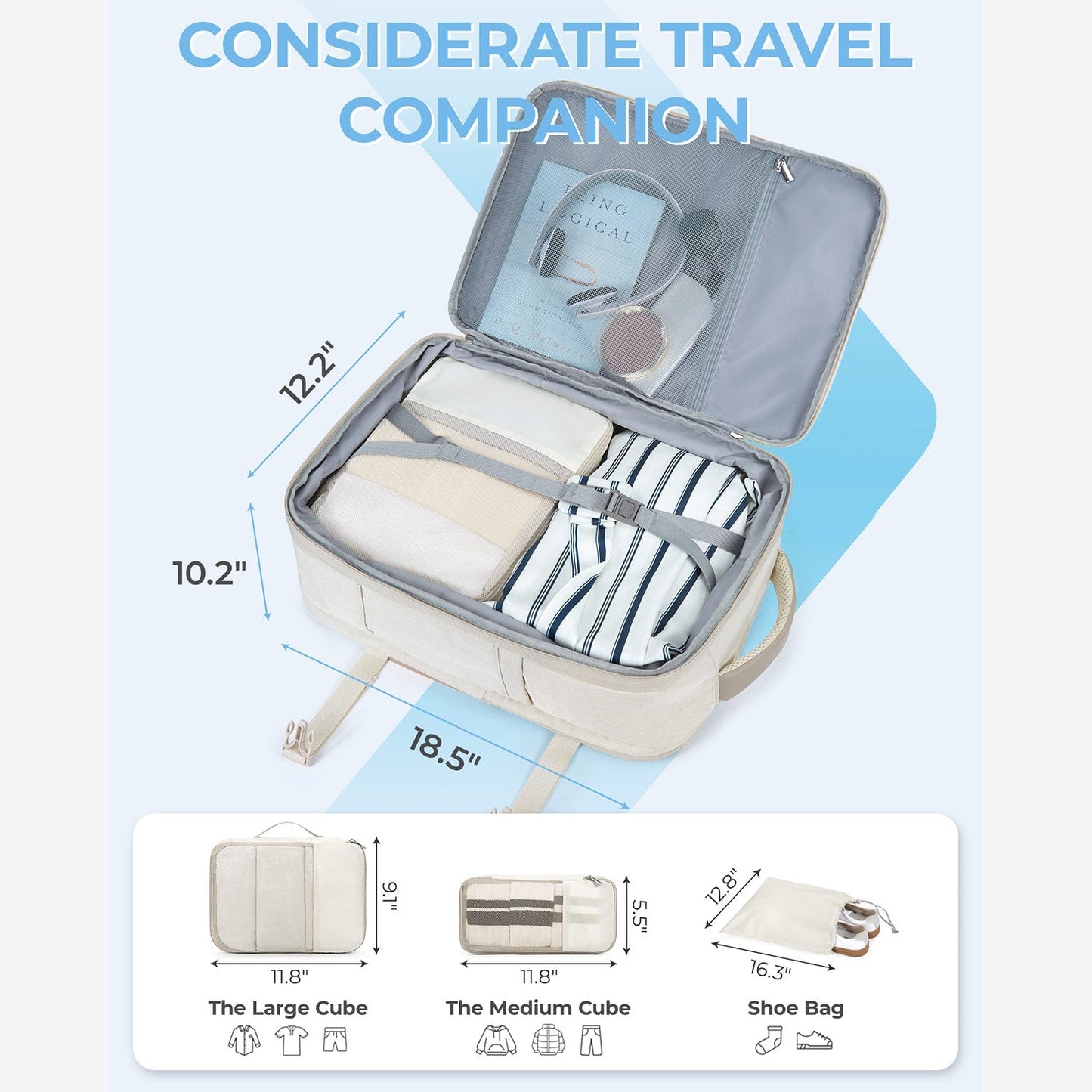 Expandable Airline Approved Carry On 40L Travel Backpack